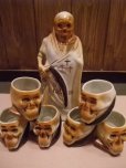 画像1: 50s Vintage Skull Reaper Bottle w/6 Shot Glass Set   (AC315)  (1)