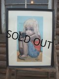 60s Margaret Keane Vintage Big Eyes Art / little ones (AC595)