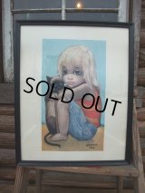 60s Margaret Keane Vintage Big Eyes Art / little ones (AC595)