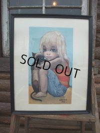 60s Margaret Keane Vintage Big Eyes Art / little ones (AC595)