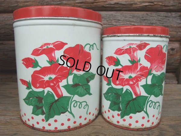 画像1: Vintage Canister 2pc Set  / Flower #B (AC-1170)