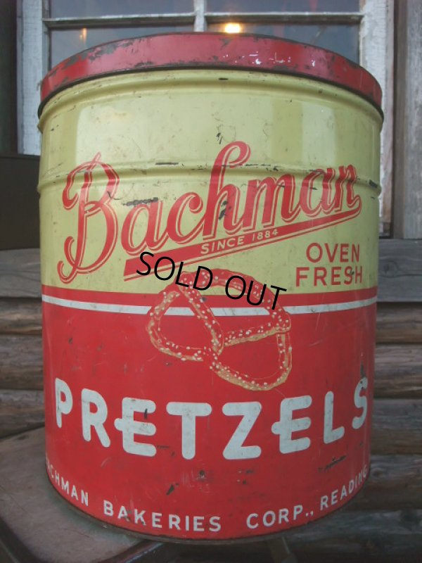 画像1: Vintage Bachman Pretzel Tin Can (NK-142)