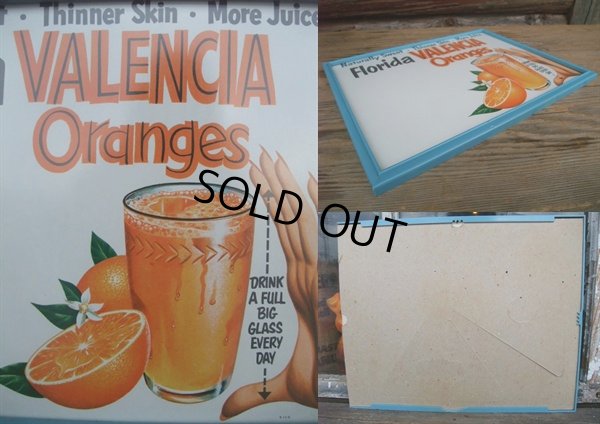 画像2: 50s Vintage FRORIDA VALENCIA ORANGE Advertising Sign w/Frame (NR-309)