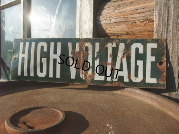 画像1: 40s Vintage High Voltage Porcelain Sign (NK-470)