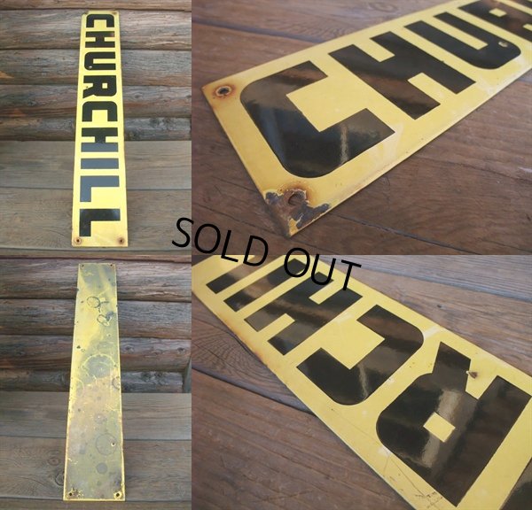 画像2: 30s40s Vintage Churchill Gas Station Porcelain Sign (NK468)