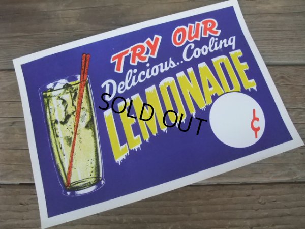 画像1: SALE!! Vintage LEMONADE AD Poster Sign (NK562) 