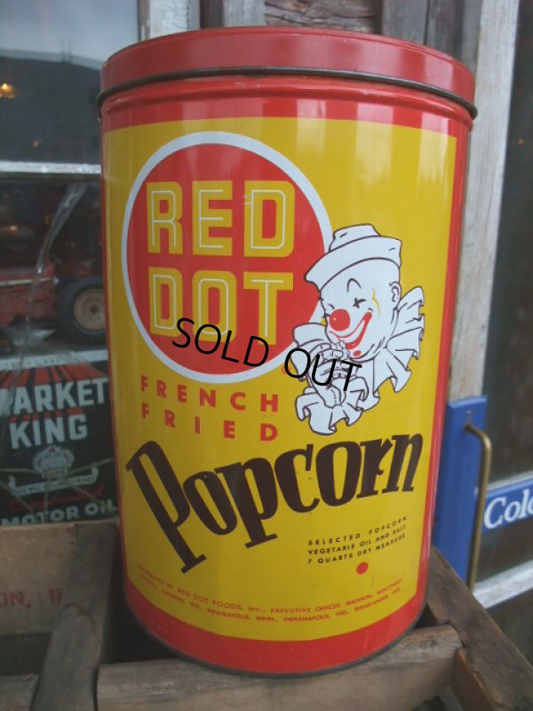 画像1: Vintage RED DOT Popcorn Tin Can (NK731)