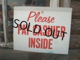 Vintage Metal Sign  / PAY CASHIER...　(NK787) 