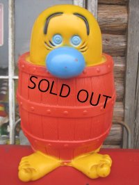 70s Vintage New York Vinyl Kilroy PeekA Boo Barrel Coin Bank (PJ179) 