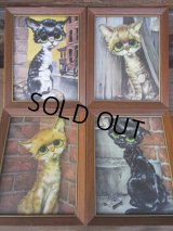 60s GIG Vintage Big Eyes Art Cats 4pc Set (PJ254)