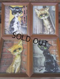 60s GIG Vintage Big Eyes Art Cats 4pc Set (PJ254)
