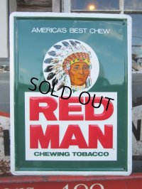 Vintage Red Man Chewing Tabacco Sign (PJ414) 