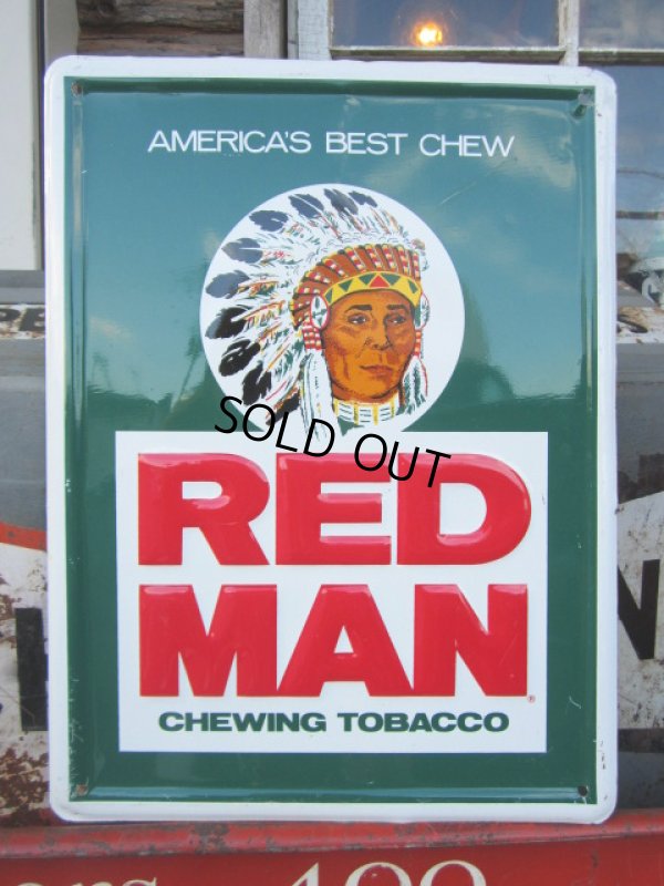 画像1: Vintage Red Man Chewing Tabacco Sign (PJ414) 