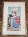 画像1: 60s Margaret Keane Vintage Big Eyes Art / little ones (PJ431)  (1)