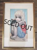 60s Margaret Keane Vintage Big Eyes Art / little ones (PJ431) 