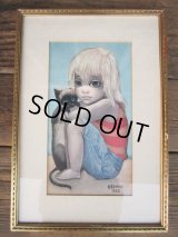 60s Margaret Keane Vintage Big Eyes Art / little ones (PJ431) 