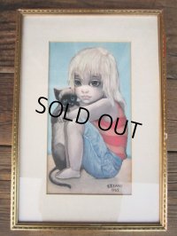 60s Margaret Keane Vintage Big Eyes Art / little ones (PJ431) 