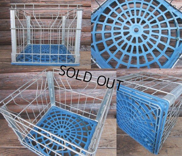 画像2: Vintage Meral Wire Milk Crate Blue (PJ484)