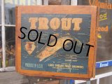 Vintage Wood TROUT Fruit Crate Box (PJ590) 