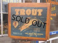 Vintage Wood TROUT Fruit Crate Box (PJ590) 