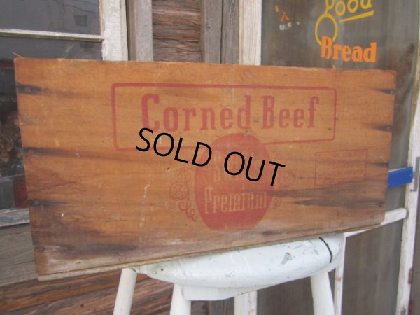 画像1: Vintage Wood Box Corned Beef (PJ675) 