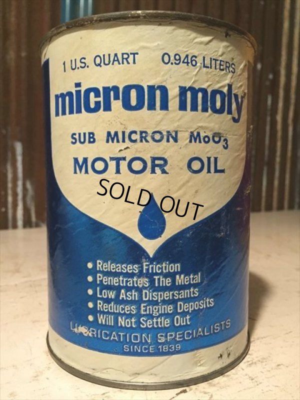 画像1: SALE Vintage Micron Moly Quart Can Motor Gas/Oil (PJ768) 