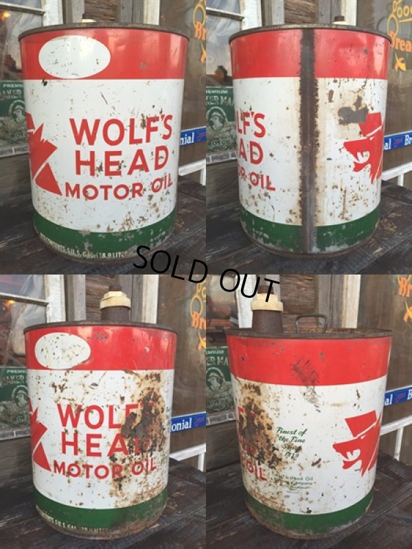 画像2: Vintage Wolf's Head 5GL Motor Gas/Oil Can (PJ925) 
