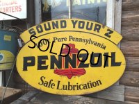 50s Vintage PENNZOIL Double Sided Sign (PJ959) 