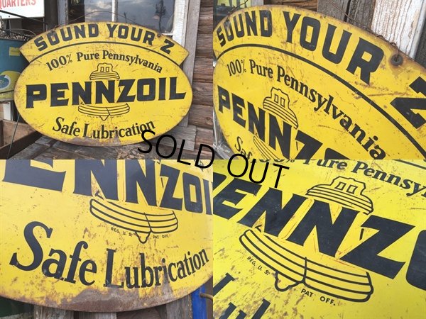 画像3: 50s Vintage PENNZOIL Double Sided Sign (PJ959) 