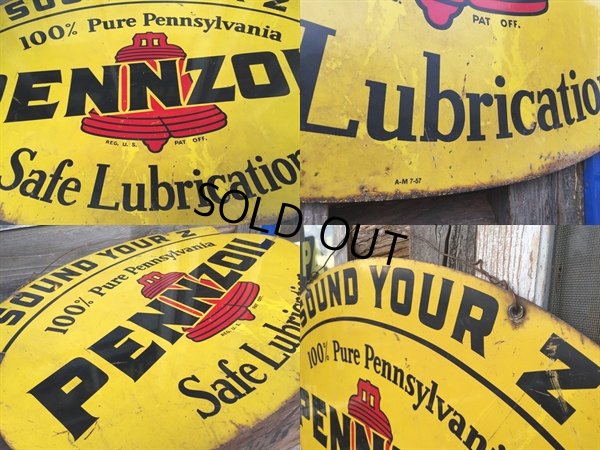 画像2: 50s Vintage PENNZOIL Double Sided Sign (PJ959) 