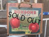Vintage Wood BONSONS APPLE Fruit Crate Box (DJ44) 