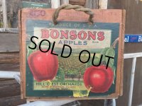 Vintage Wood BONSONS APPLE Fruit Crate Box (DJ44) 