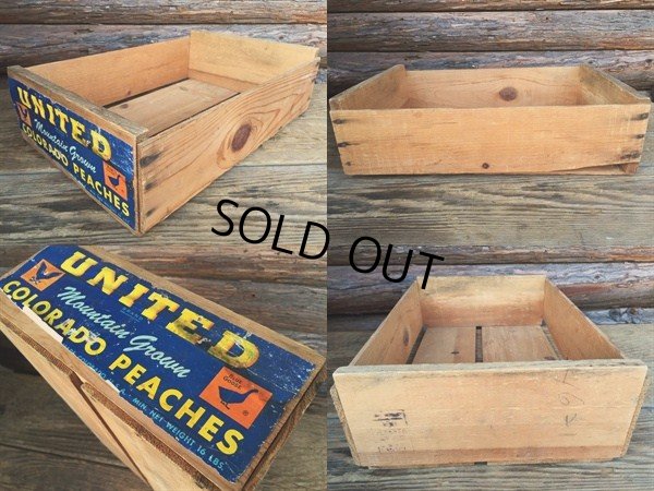 画像2: Vintage Wood UNITED Peaches Fruit Crate Box (DJ39) 