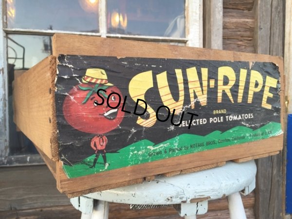 画像1: Vintage Wood SUN-RIPE Tomato Fruit Crate Box (DJ40) 