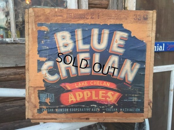 画像1: Vintage Wood BLUE CHELAN Fruit Crate Box (DJ42) 