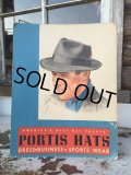 〜40s Vintage PORTIS HATS Card Board Sign (DJ119) 