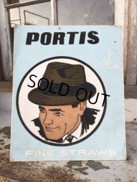 〜40s Vintage PORTIS HATS Card Board Sign (DJ118) 