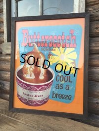 60s Tastee-Freez Advertiging Poster Sign / Butter Scotch Sundae (DJ143) 