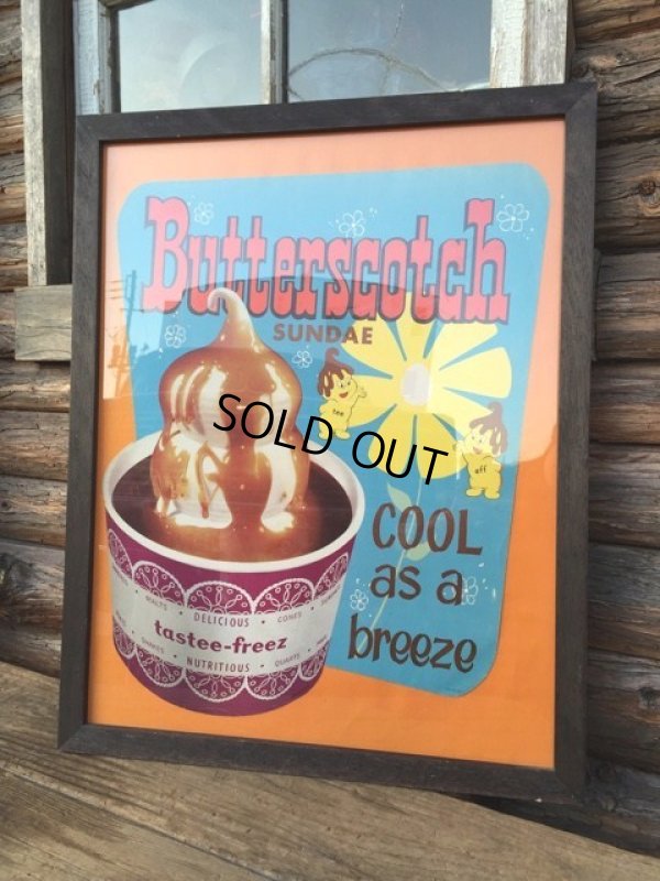 画像1: 60s Tastee-Freez Advertiging Poster Sign / Butter Scotch Sundae (DJ143) 