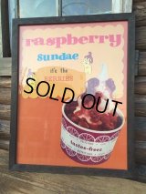 60s Tastee-Freez Advertiging Poster Sign / Raspberry Sundae (DJ142) 