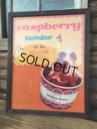 60s Tastee-Freez Advertiging Poster Sign / Raspberry Sundae (DJ142) 