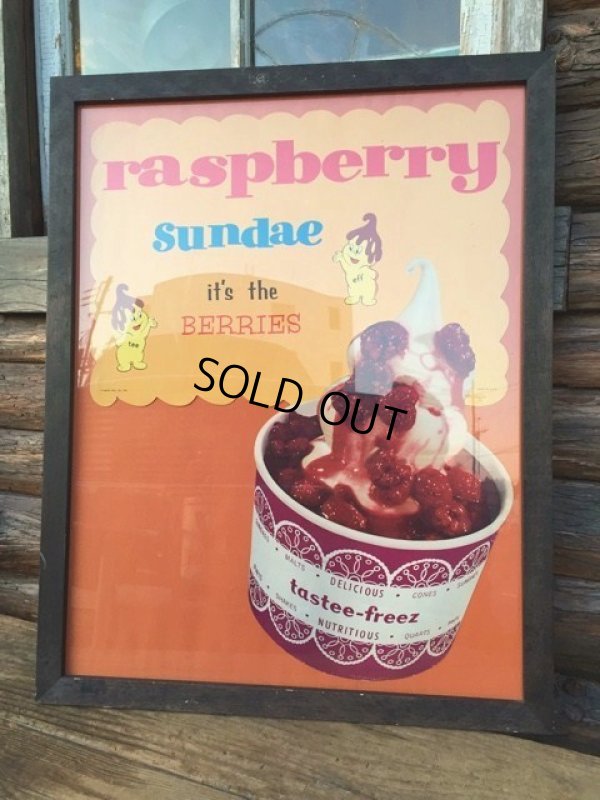 画像1: 60s Tastee-Freez Advertiging Poster Sign / Raspberry Sundae (DJ142) 