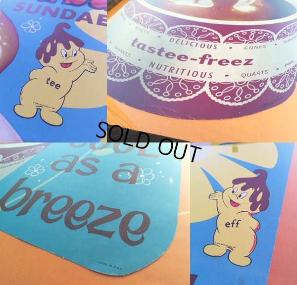 画像2: 60s Tastee-Freez Advertiging Poster Sign / Butter Scotch Sundae (DJ143) 