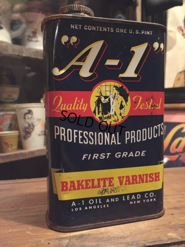 画像1: Vintage A-1 OIL Bakelite Varnish Can (DJ364)