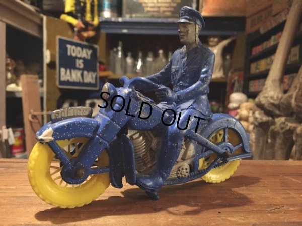 画像1: Vintage AUBURN Rubber Toy Motorcycle Police Bike #A (DJ383)