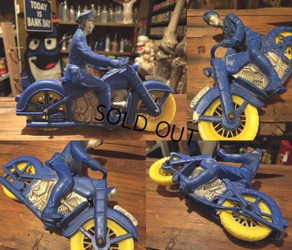 画像2: Vintage AUBURN Rubber Toy Motorcycle Police Bike #A (DJ383)