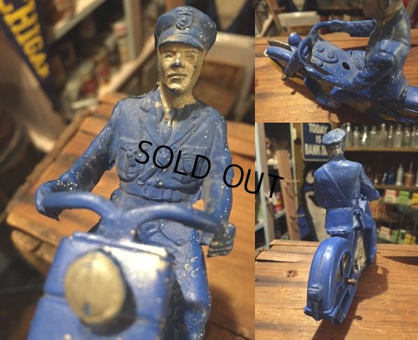 画像3: Vintage AUBURN Rubber Toy Motorcycle Police Bike #A (DJ383)