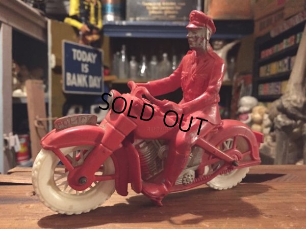 画像1: Vintage AUBURN Rubber Toy Motorcycle Police Bike #B (DJ384)