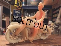 Vintage AUBURN Rubber Toy Motorcycle Police Bike #C (DJ382)