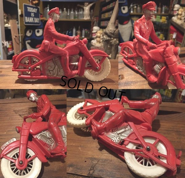 画像2: Vintage AUBURN Rubber Toy Motorcycle Police Bike #B (DJ384)